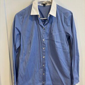Ann Taylor Blue Button Up with White Accents